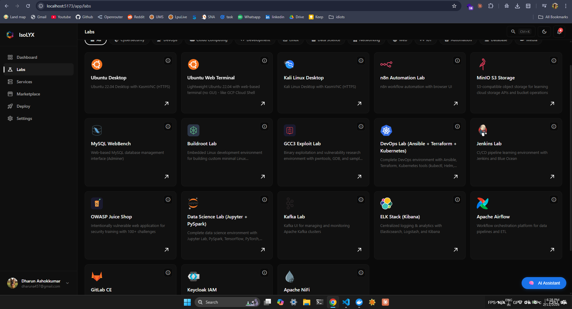 lpu labs — lab selection interface